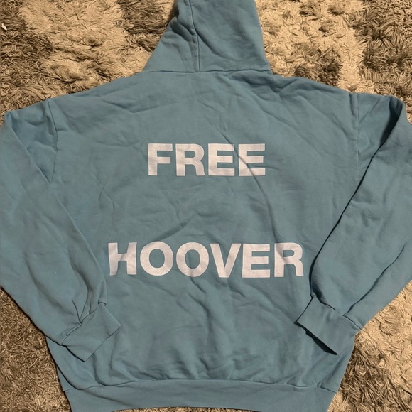 KANYE WEST X DRAKE CONCERT MERCH “FREE HOOVER” BLUE HOODIE in XXL